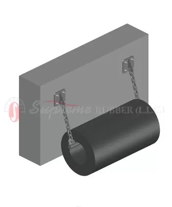 Rubber cylindrical fenders for docks