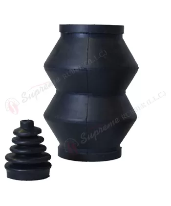 Flexible rubber bellow protecting machinery joint